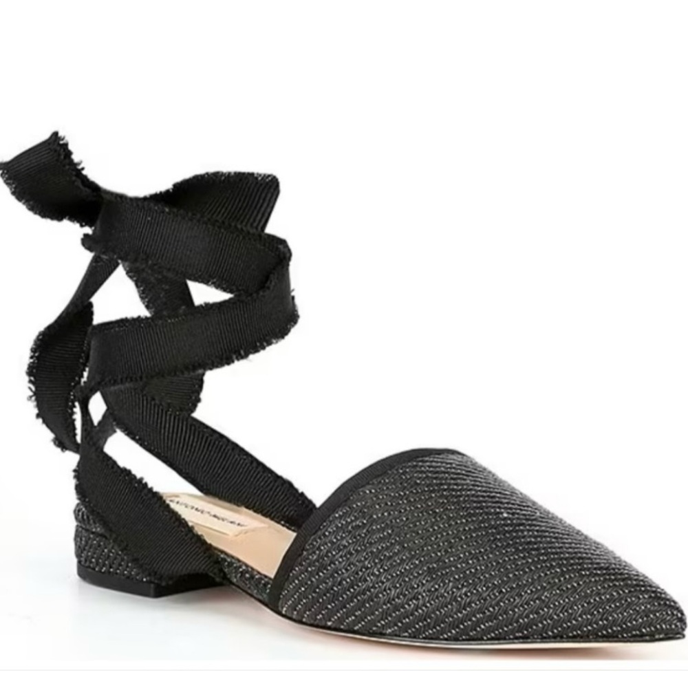 ANTONIO MELANI Black Textured Pointed Toe Flats